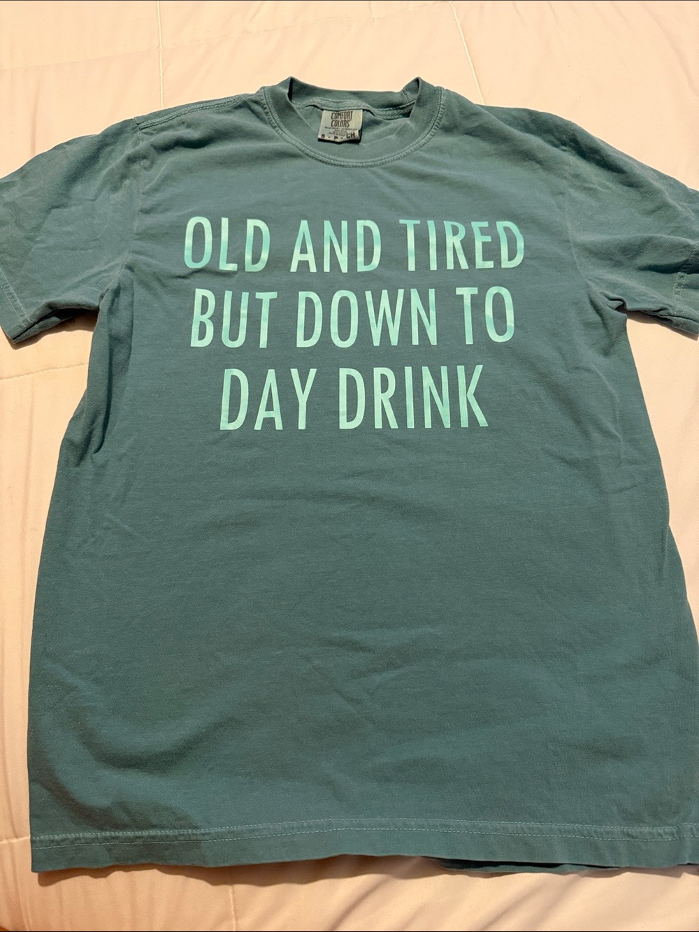 Graphic Tee - Teal 'Old and Tired But Down to Day Drink'